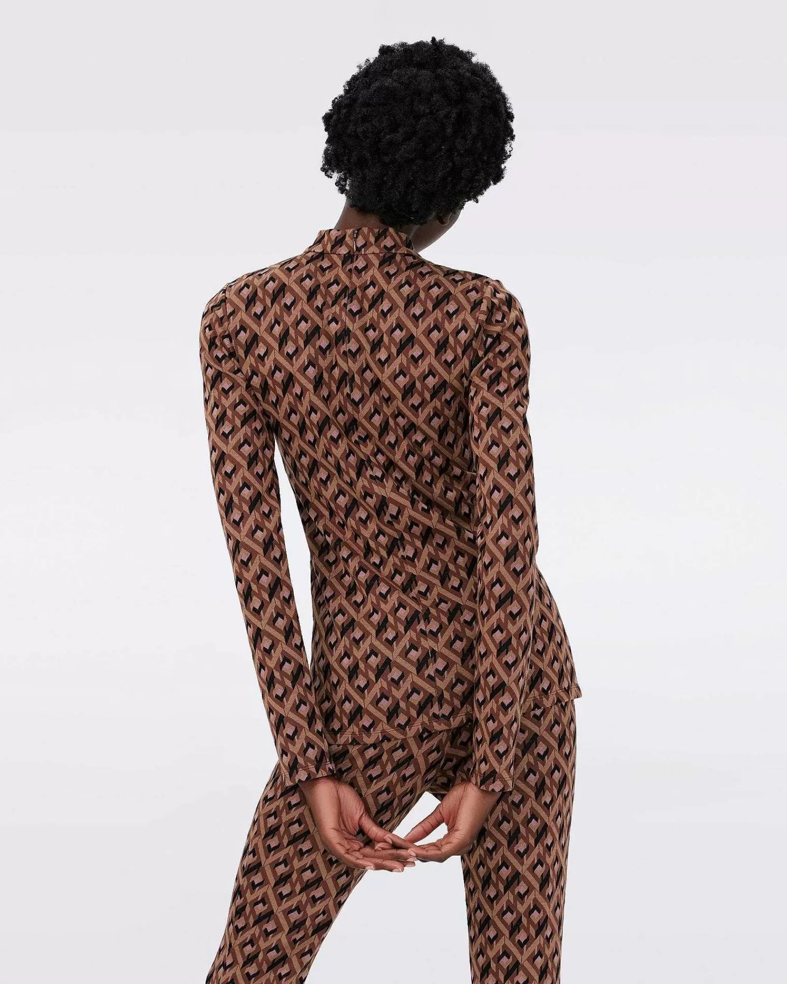 Diane von Furstenberg Alles Trennt Sich^Dvf Birdie Top In Tarot Maze Blk Coffee