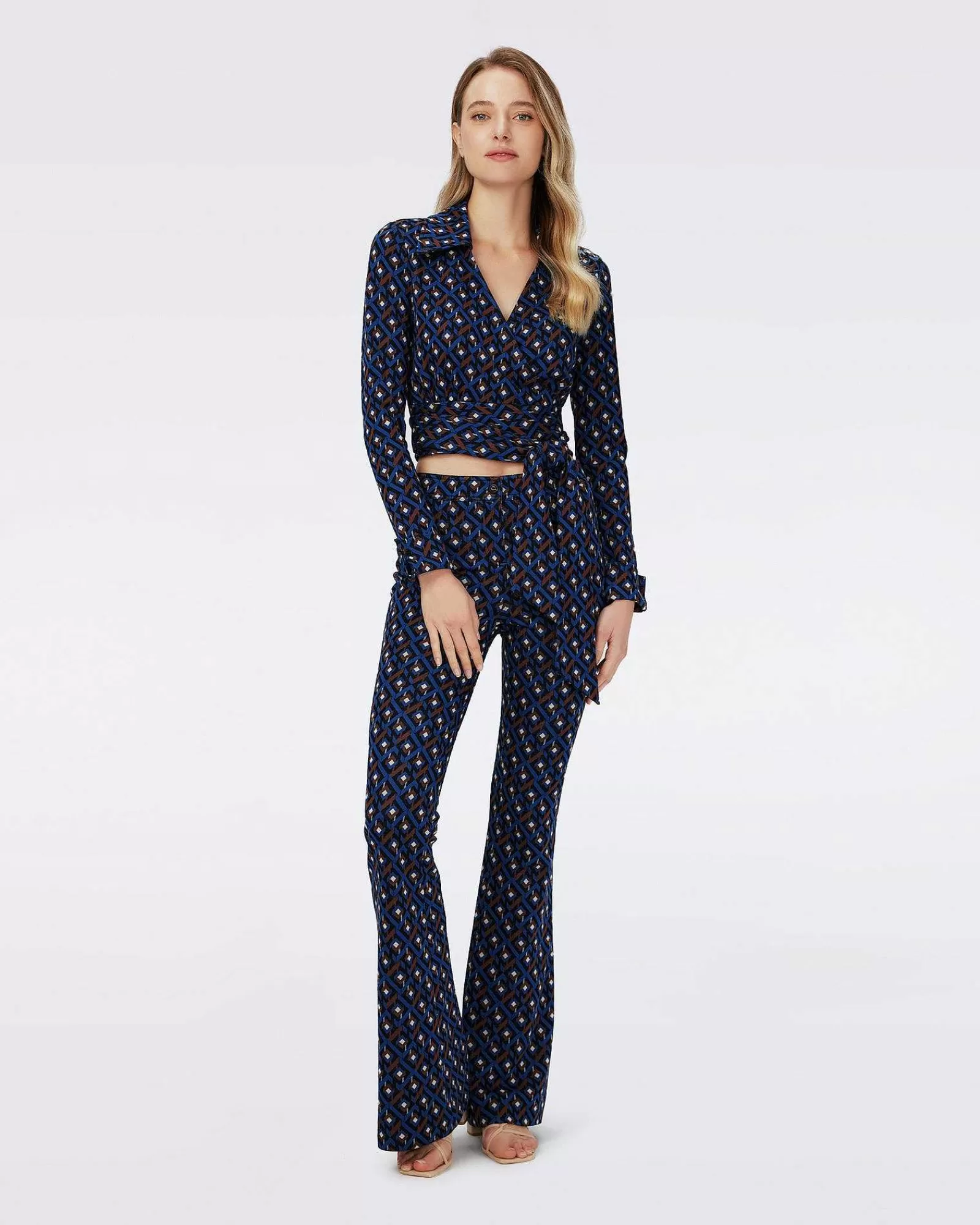Diane von Furstenberg Alles Trennt Sich^Dvf Bobbie Two Top In Tarot Maze Ocean Blue