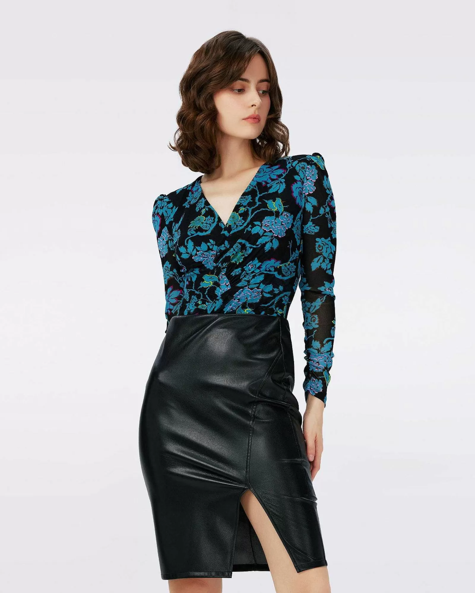 Diane von Furstenberg Alles Trennt Sich^Dvf Costanza Bodysuit In China Vine Blk/China Vine Blk