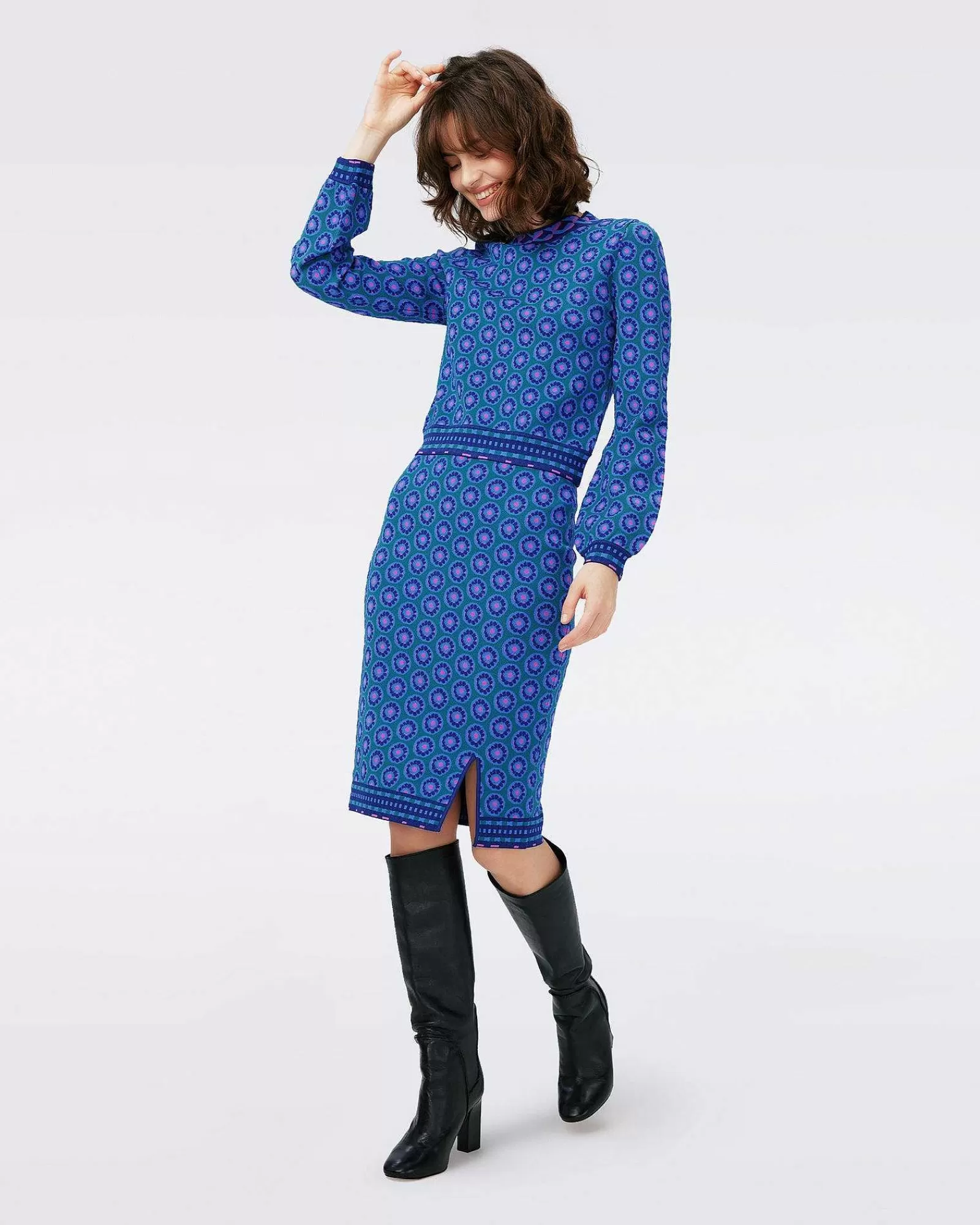 Diane von Furstenberg Alles Trennt Sich^Dvf Iggy Top Mit Blumen-Krawatte, Turkis