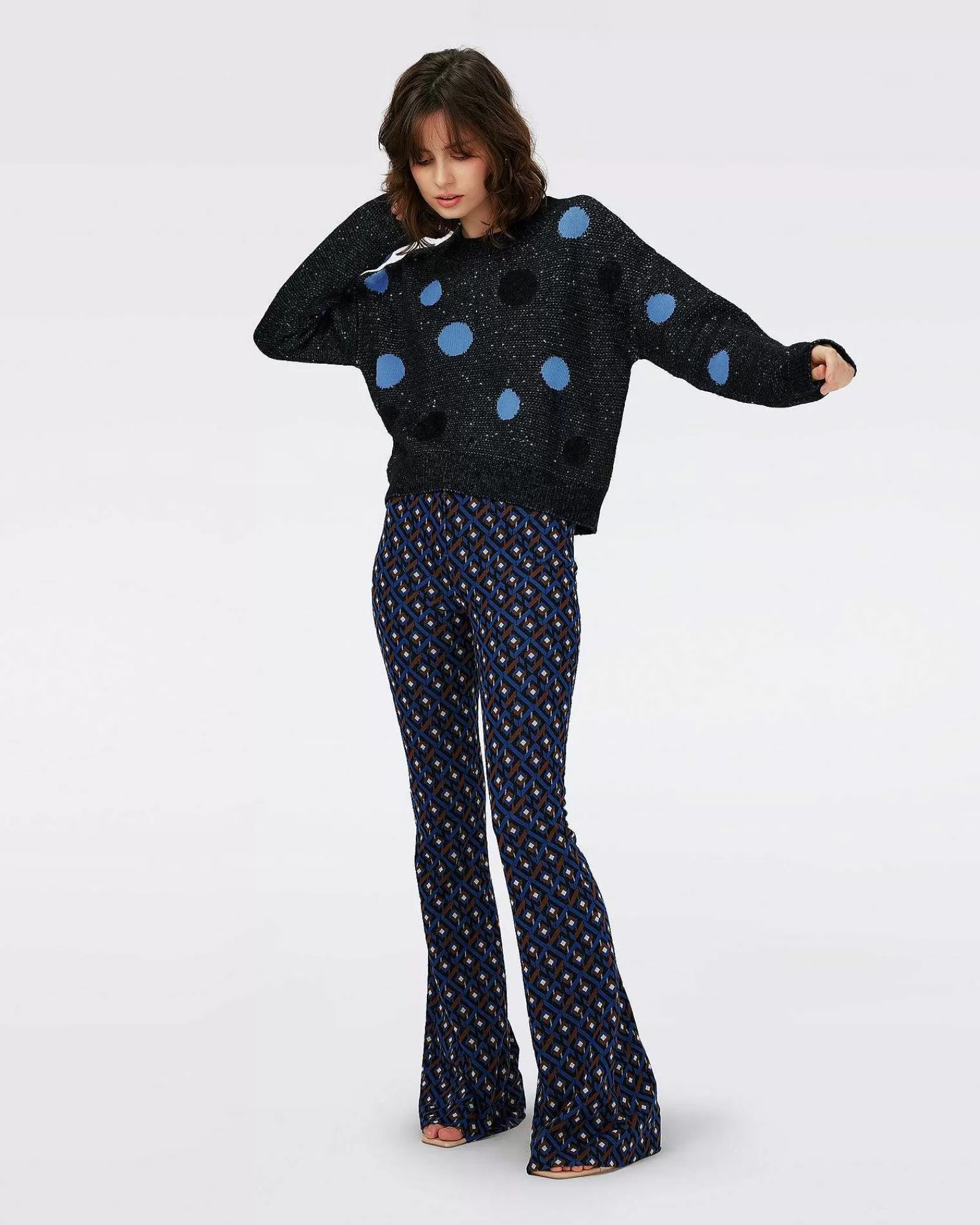 Diane von Furstenberg Alles Trennt Sich^Dvf Phillipa Top In Gepunktetem Blau