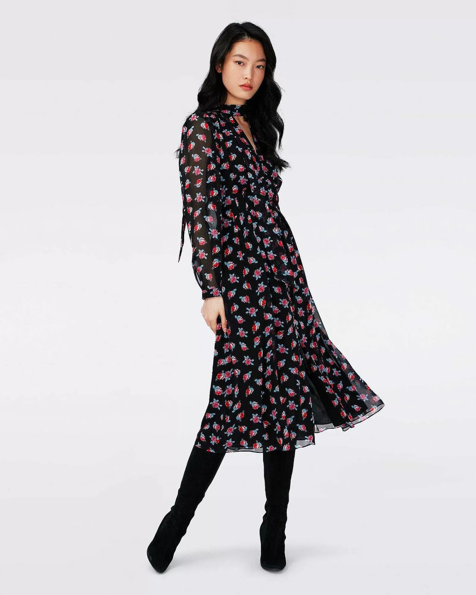 Diane von Furstenberg Midi-Kleider^Erica Langarm-Midikleid