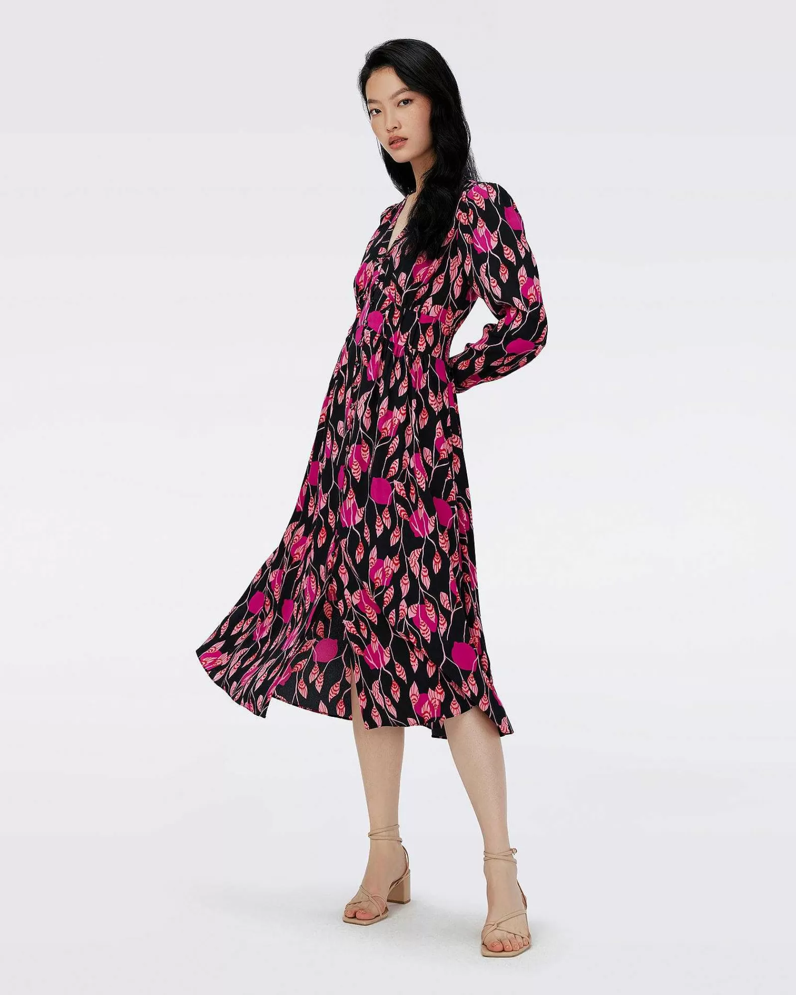 Diane von Furstenberg Midi-Kleider^Erica Langarm-Midikleid