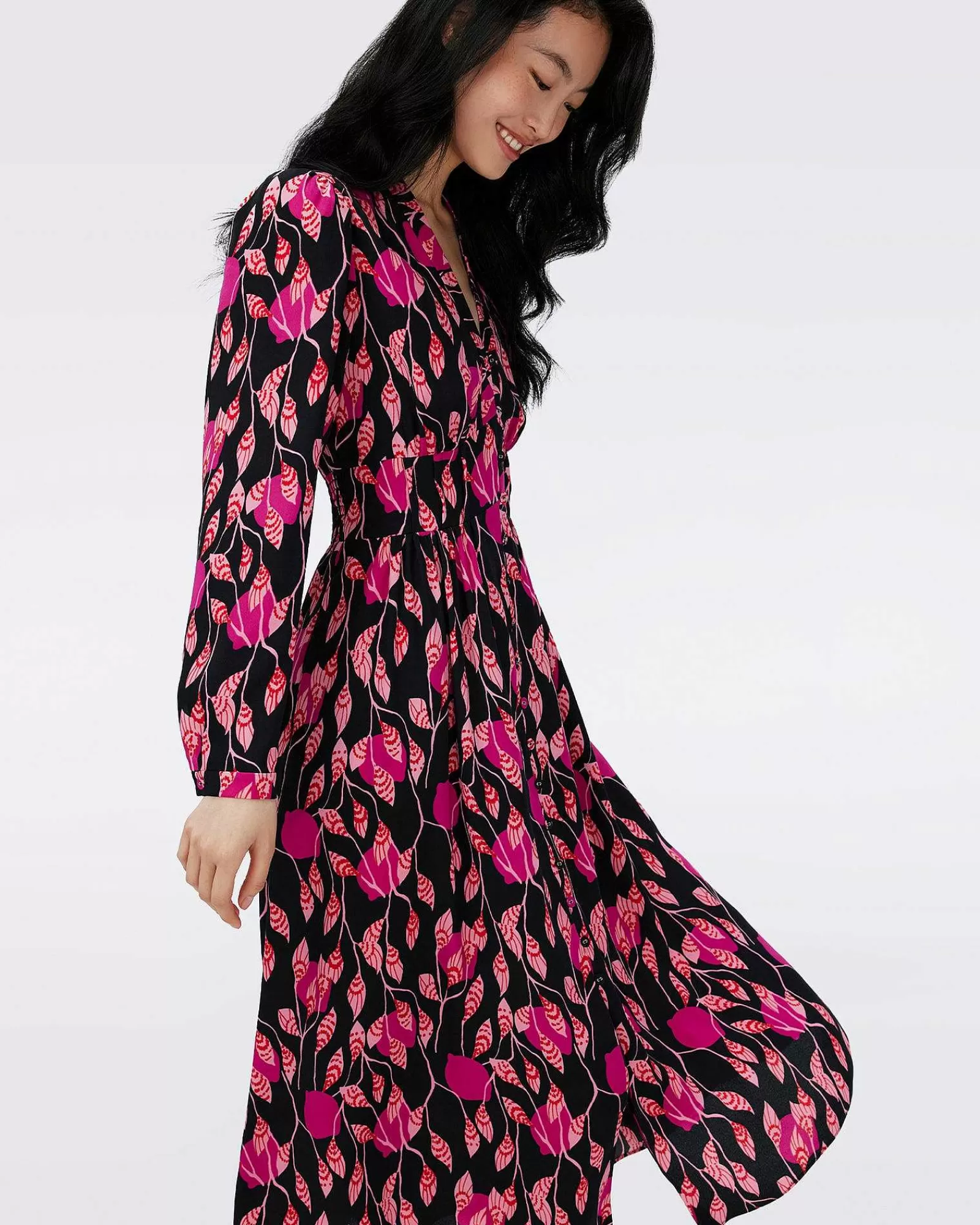 Diane von Furstenberg Midi-Kleider^Erica Langarm-Midikleid