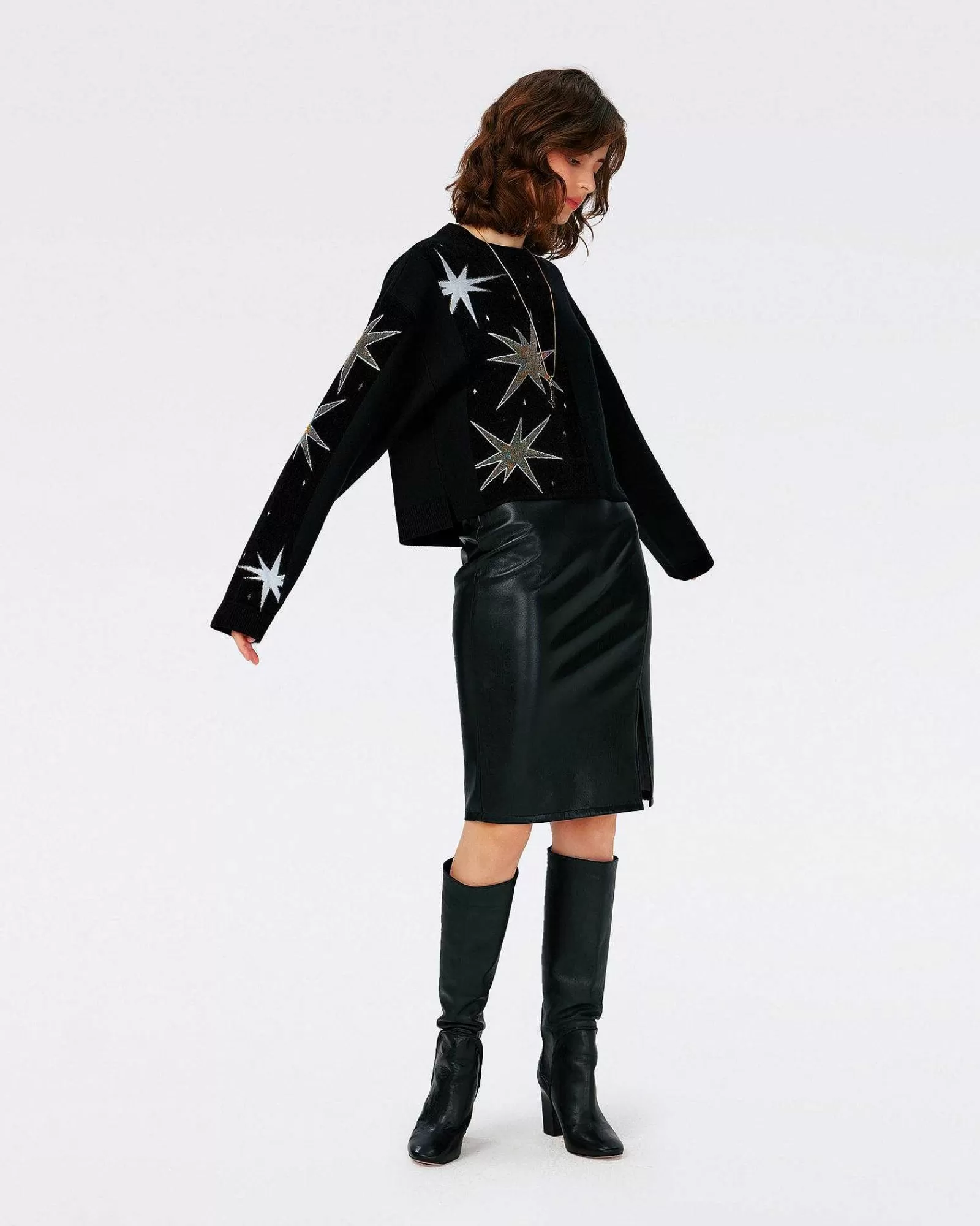 Diane von Furstenberg Schwarze Kleider^Fabiola Strick-Jacquard-Oberteil