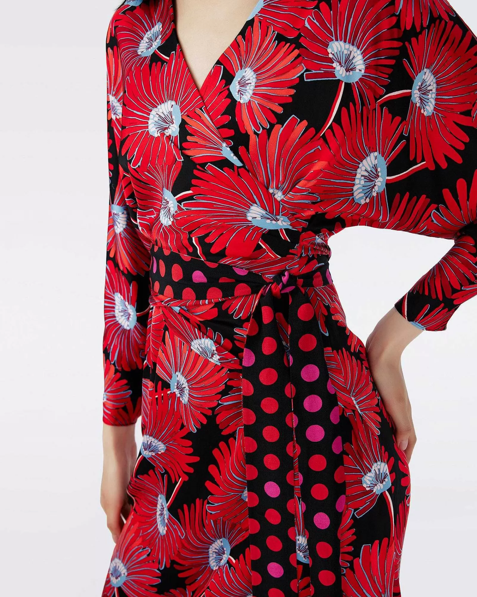 Diane von Furstenberg Knielange Kleider^Mikah Faux-Wickelkleid