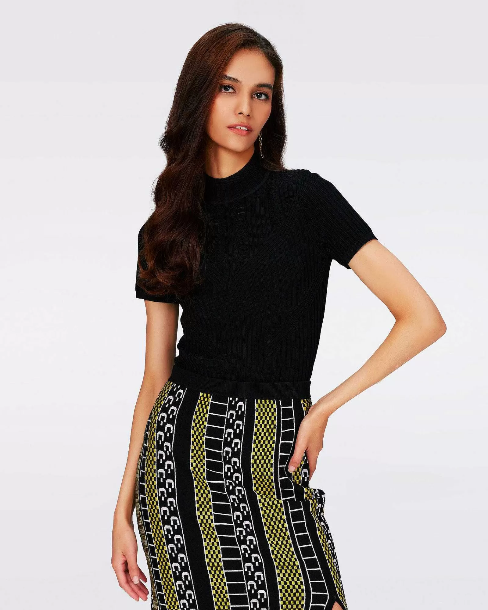 Diane von Furstenberg Schwarze Kleider^Omisa-Strickoberteil