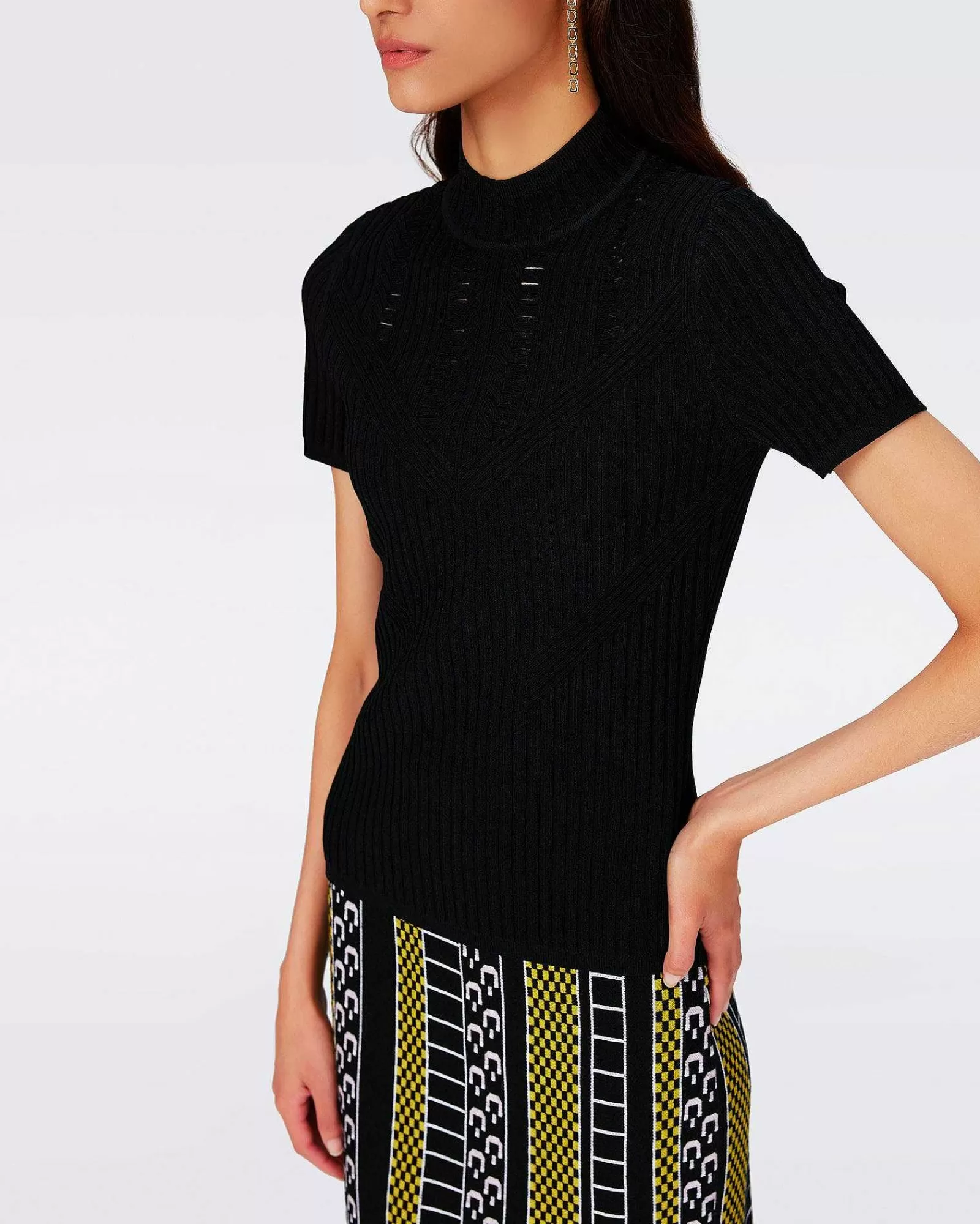 Diane von Furstenberg Schwarze Kleider^Omisa-Strickoberteil