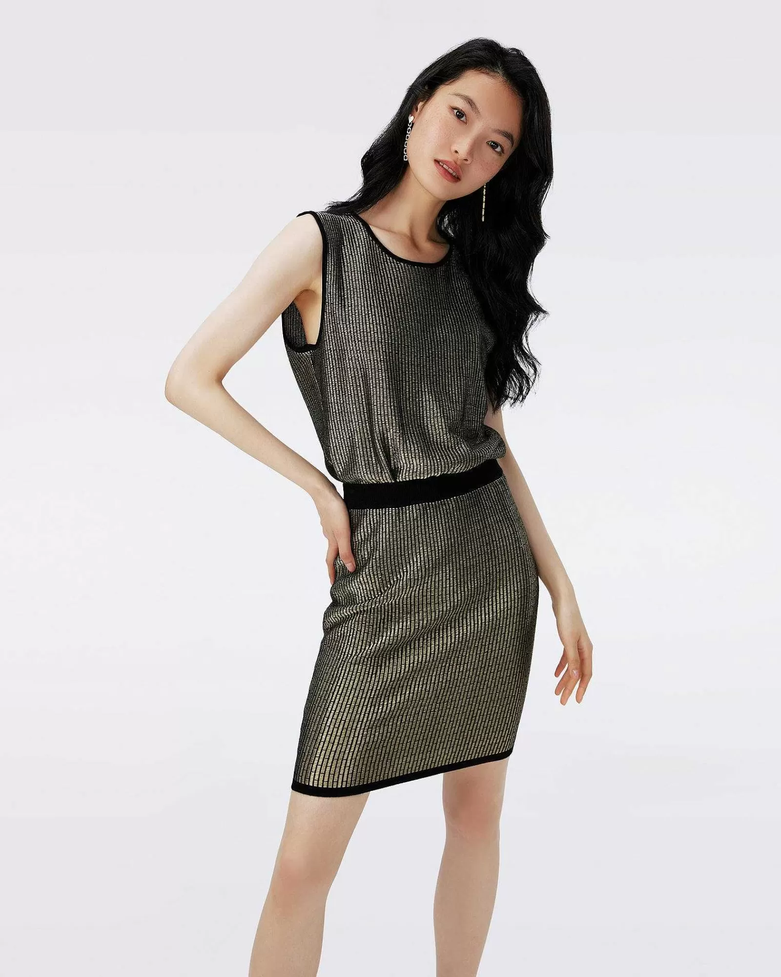 Diane von Furstenberg Kurze Kleider^Richie Metallic-Jacquard-Strickkleid